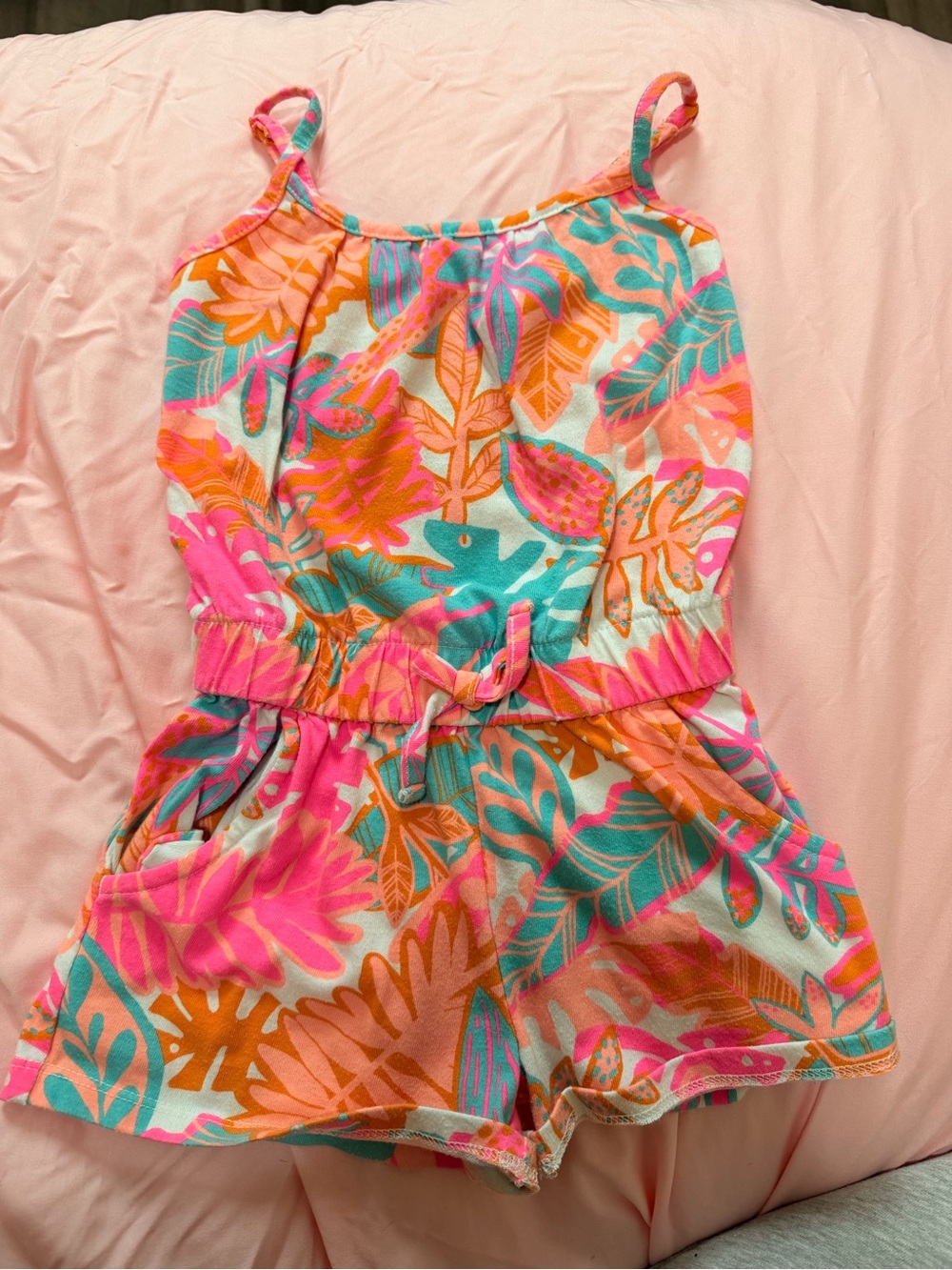 Cat & Jack Pink Teal Orange Tropical Girls' Romper